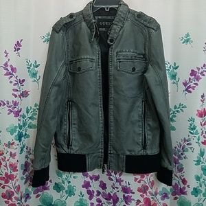 Guess gray leather jacket for men
